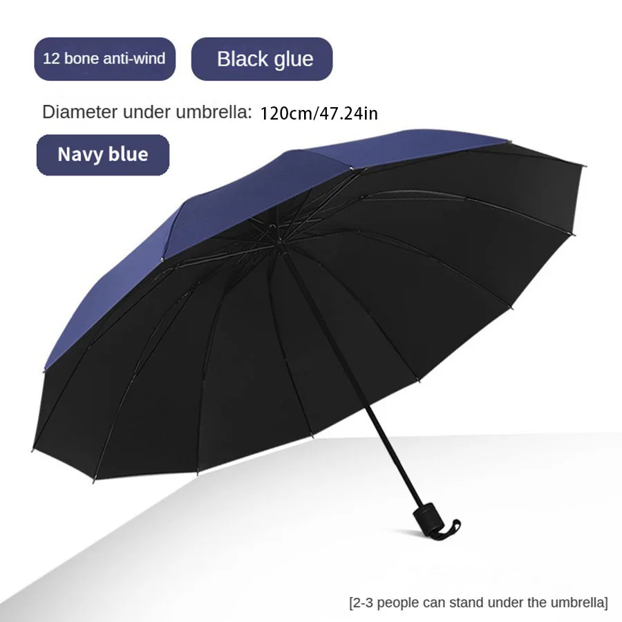 

Deep Blue Twelve Bone Portable Automatic Reverse Umbrella With Large Capacity to Support 2-3 People for Rain and Sun Protection