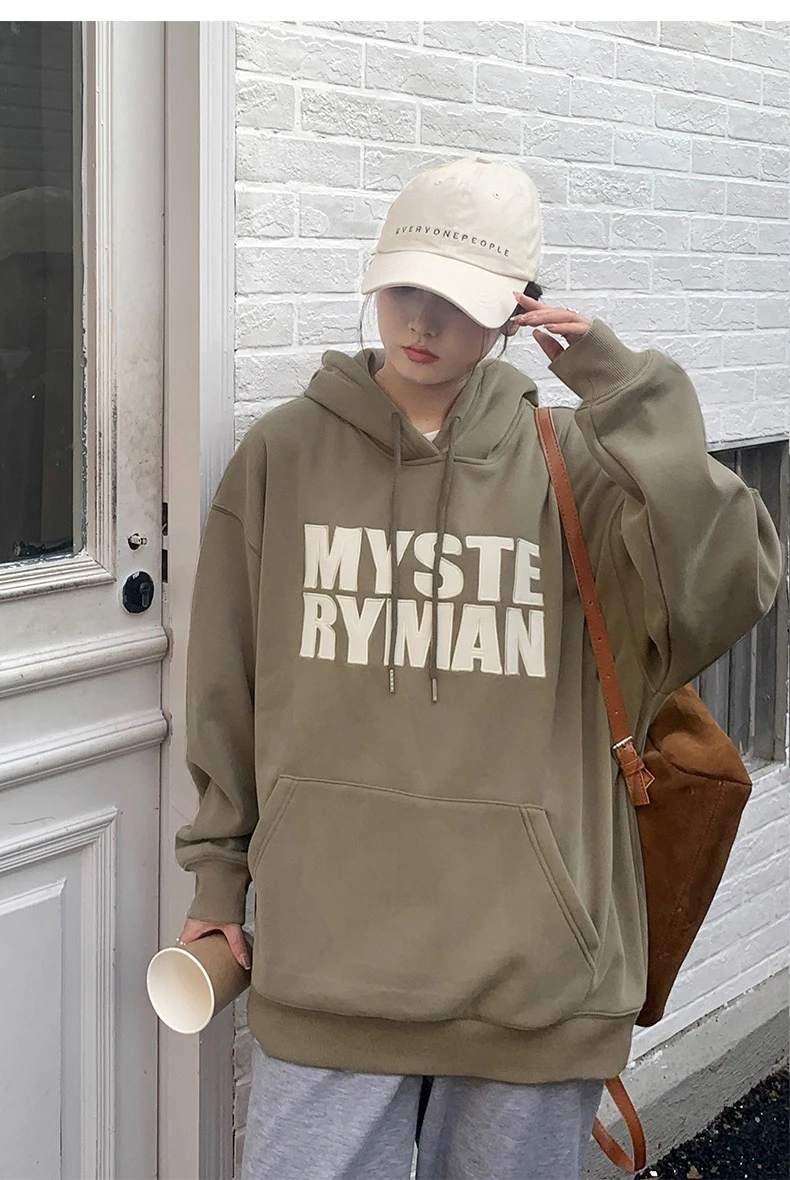 

Huamian Double Layered Hat Original Embroidery American Retro Oversize Zip Up Hoodies Women Harajuku Sweatshirt Cheap Wholesale