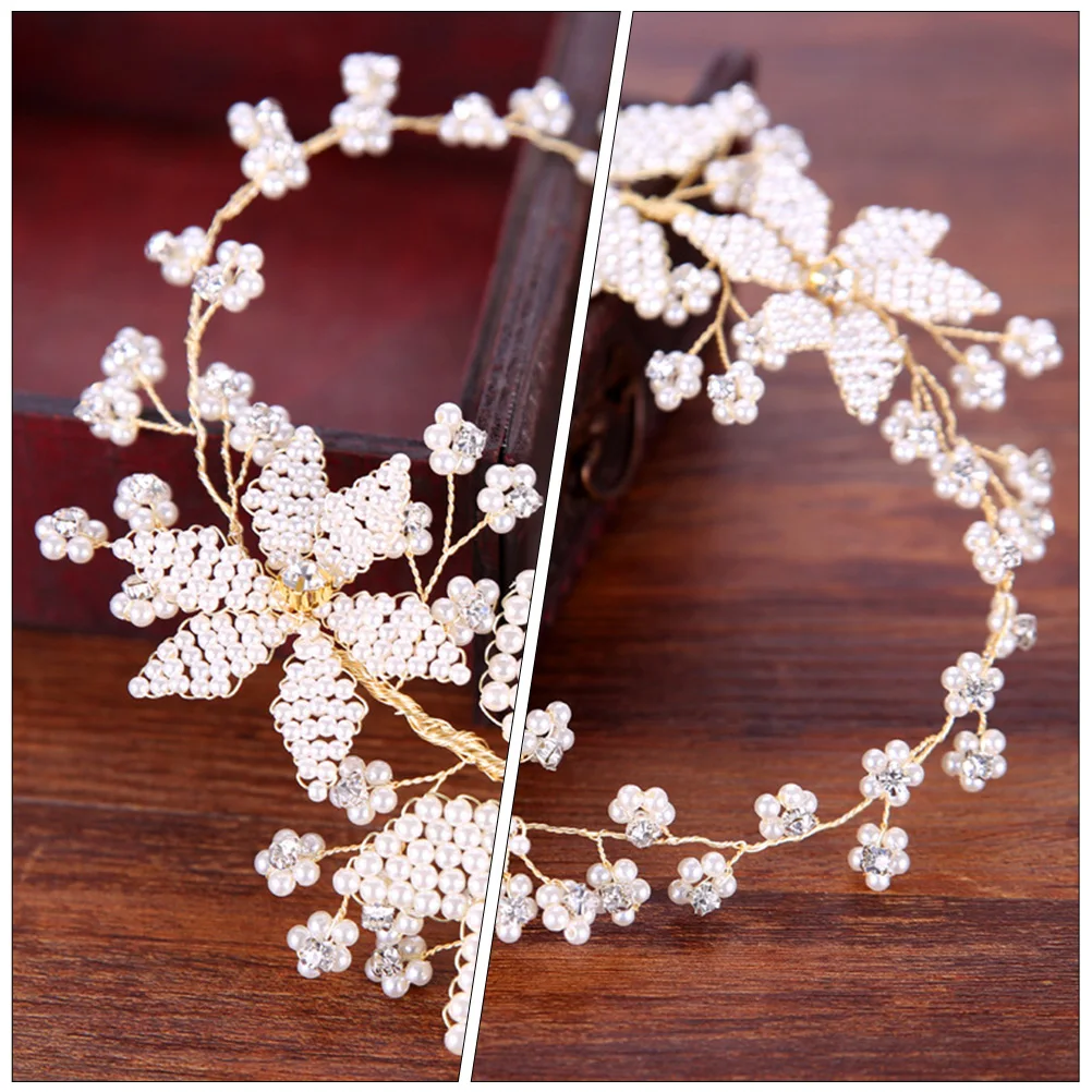 

Pearls Flower Headband Wedding Bride Hairband Headdress For Women Girls Bridal Pearls Hair Accessories Formal Wear Comfortable