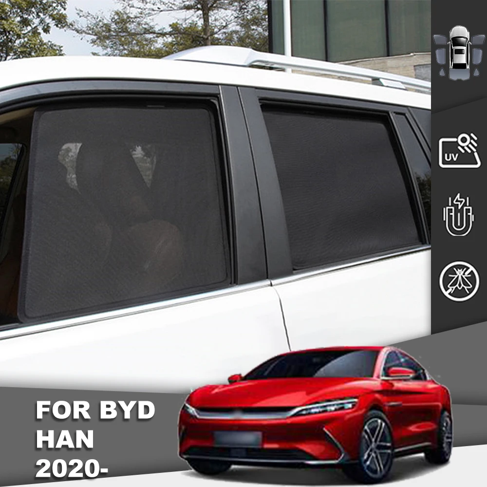 

For BYD Han EV E9 2021 2022 2023 2024 Magnetic Car Sunshade Front Windshield Curtain Rear Side Baby Window Mesh Sun Shade Visor