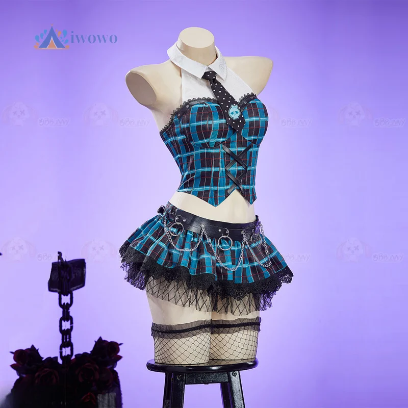 

Аниме Фрэнки Стейн косплей костюм женский рождественский готический синий клетчатый костюм наряды Хэллоуин карнавальный вечерние комплект