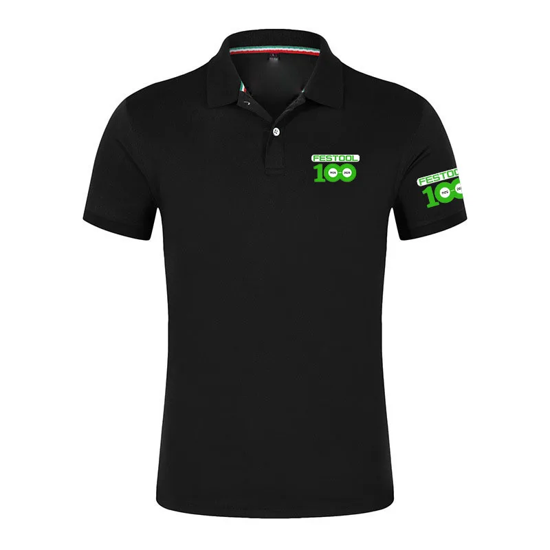 New Men's Casual and Fashionable Simple Collared T-shirt 2026 Festool Logo Print Summer Comfortable Breathable Versatile Top