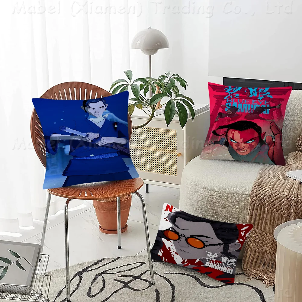 

Blue Eye Samurai Anime Pillow Gift Home Office Decoration Bedroom Sofa Car Cushion Cover Case 45x45