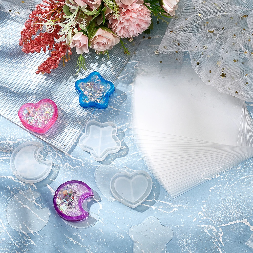 

3Pcs Silicone Shaker Molds with 50 Sheets Thin Plastic Stickers Quicksand Mold for Silicone Resin Molds Making Jewelry Decor