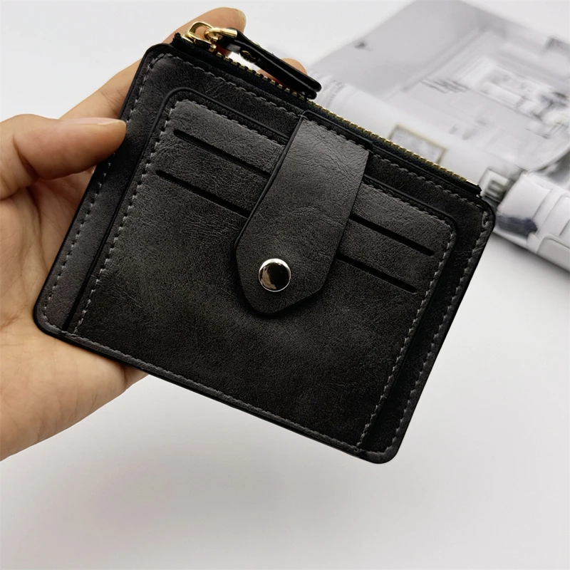 Cartera de cuero para hombre y mujer, tarjetero delgado con bolsillo para monedas, Cartera de negocios de diseñador de marca