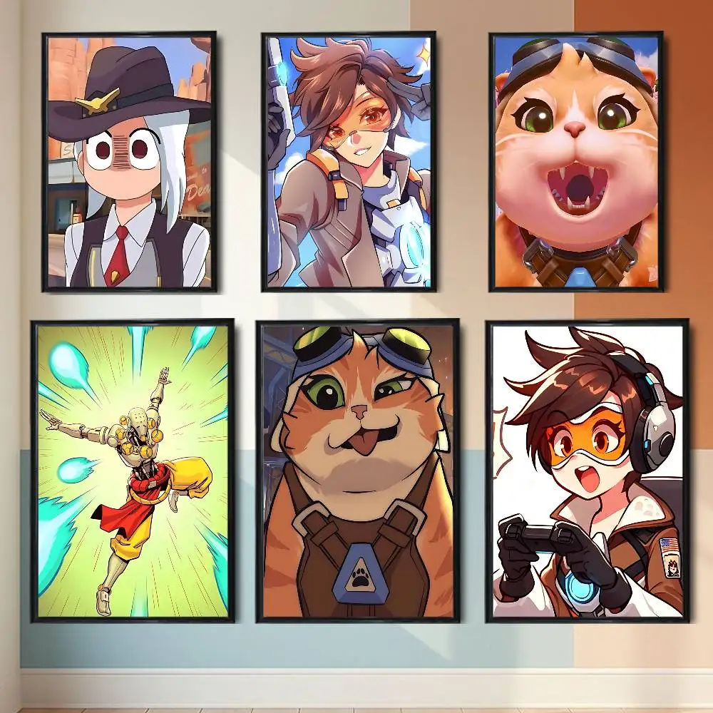 Support Zenyatta Tracer Overwatch Poster Prints Wall Art Painting Picture Gift Living Room Bar Restaurant Dec Sticker Large
