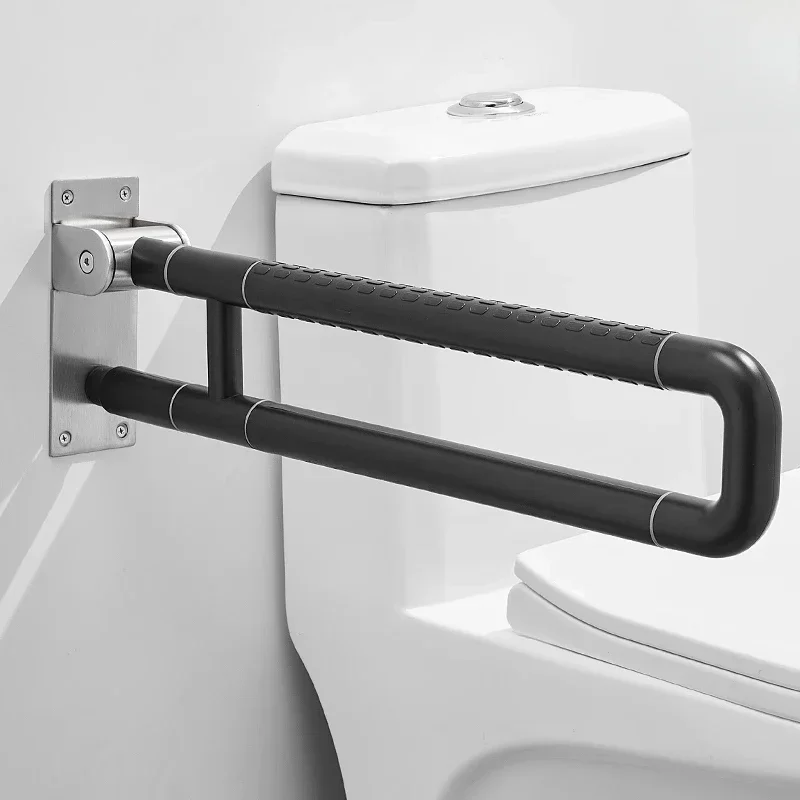 Foldable Stainless Steel Toilet Grab Bar, Safety Support Frame Handrail for Seniors Elderly & Handicap Bathroom Shower