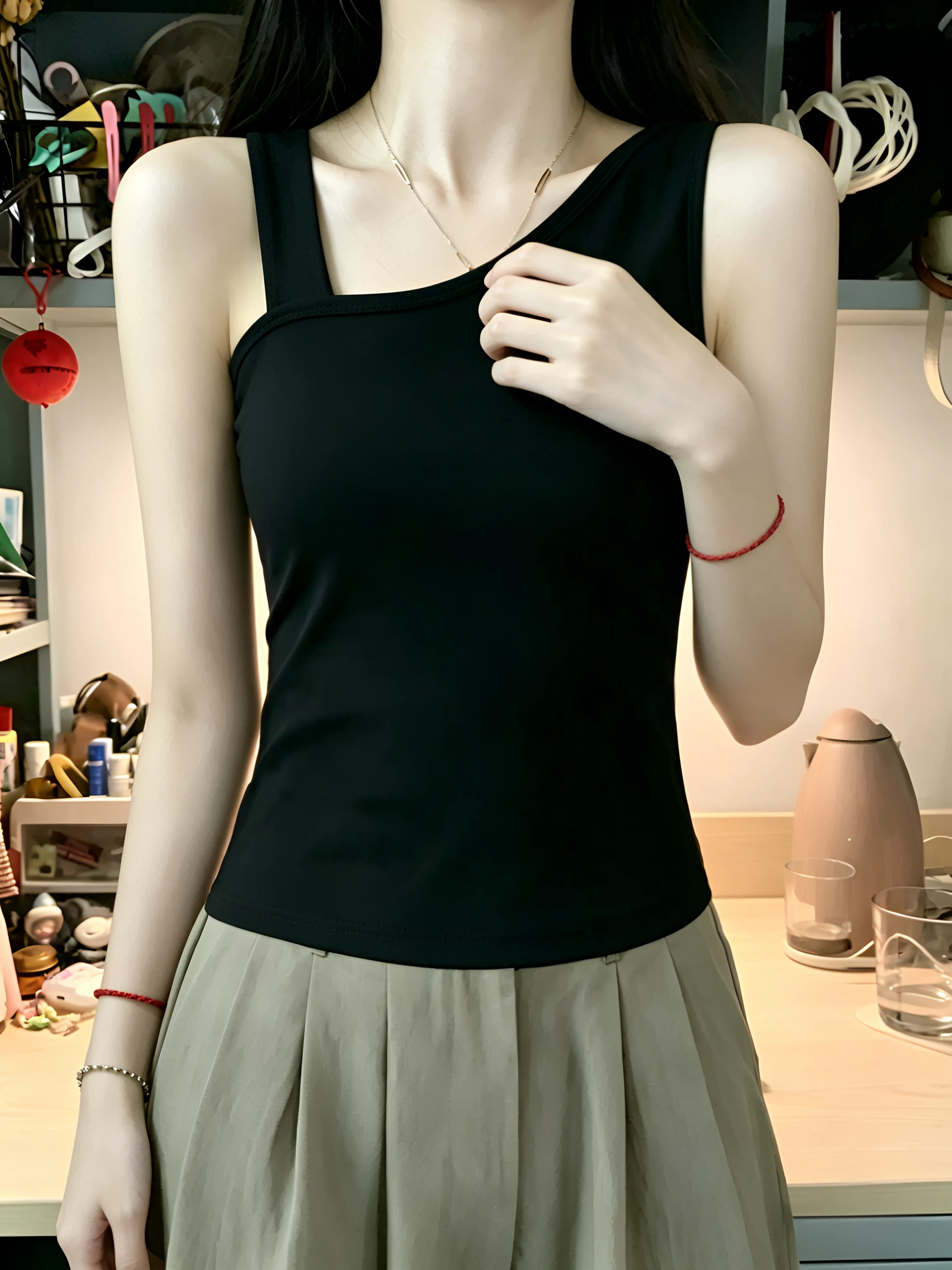 New 95 Cotton Strap Vest Women's Summer Spring Casual Wear Sleeveless Top Inner Outer Wear Slim Fit Base Layer Clothing