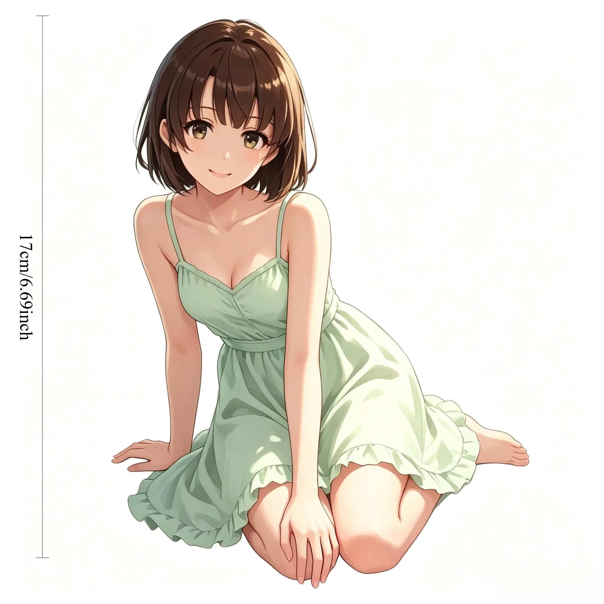 Gentle Short Brown Hair Anime Girl Vinyl Sticker Weatherproof Decal for Car Motorcycle Window Laptop Decor