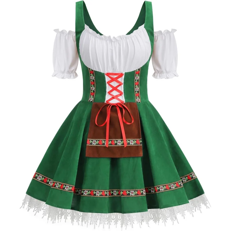 

Womens Oktoberfest Costume, Velvet German Bavarian Dress for Halloween Carnival