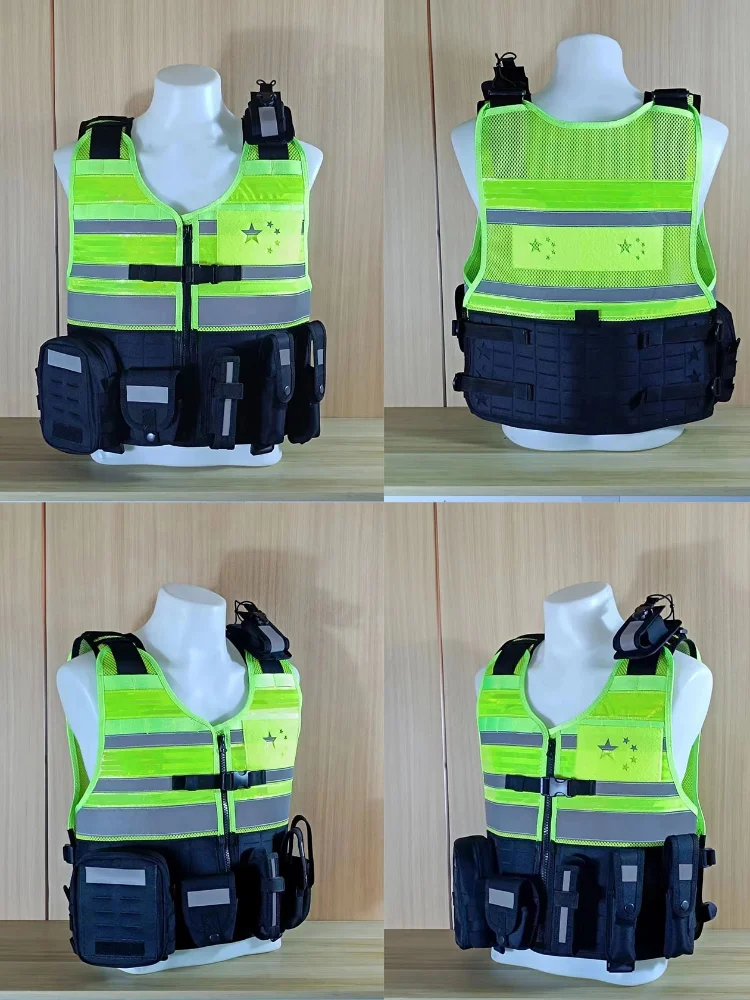 Fluorescent Green Reflective Black Protective Vest Outdoor Multi-functional Stab-proof Tactical Vest Comfortable And Breathable