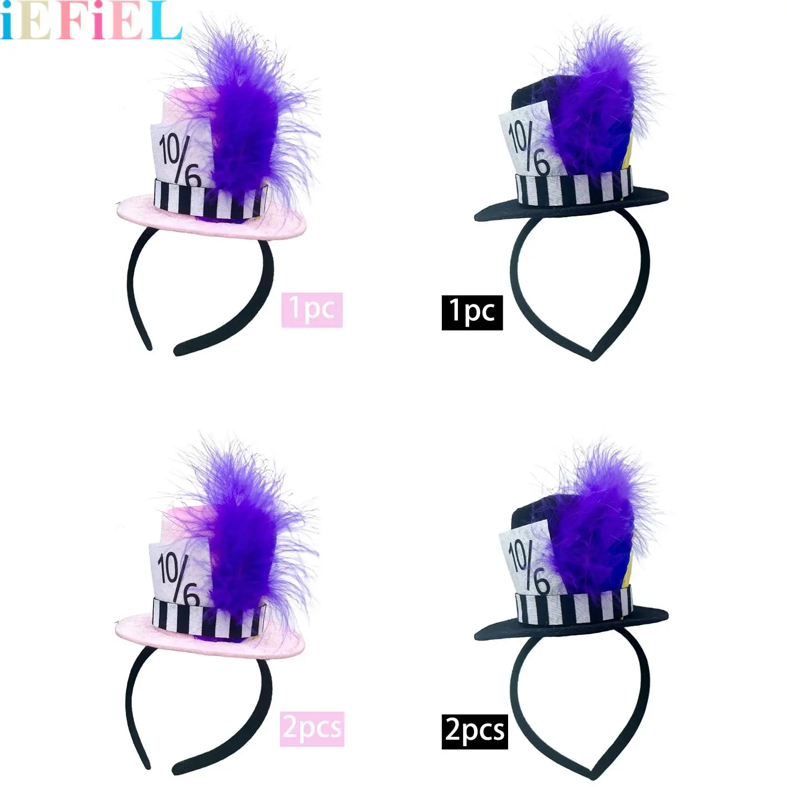

Adults Kids Creative Striped Figure Feathers Top Hat Headband Fascinator Hat Hair Hoop Halloween Masquerade Photography Decors