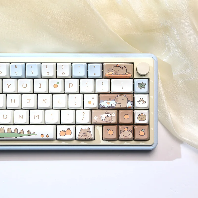 Mda High Capybara Mechanical Keyboard Keycap Custom Thermal Sublimation Pbt Cute Milk Blue Home Goodies Birthday Gift Boy Girl