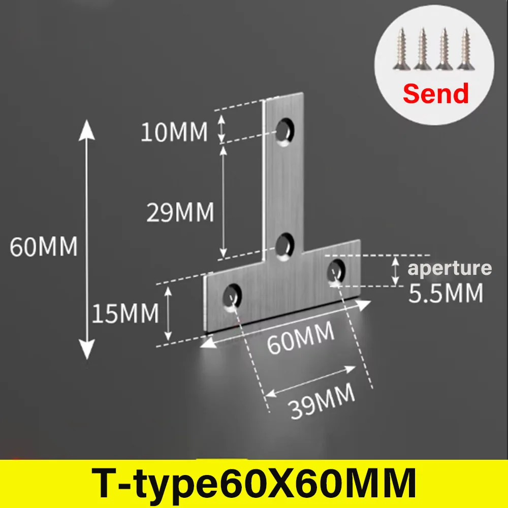 4-10 Piece Stainless Steel Straight Plate Bracket Corner Fixing Hardware For Furniture Doors  Cabinets And Rooms (With Screws)