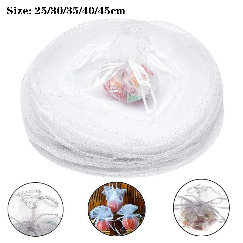 50pcs White Organza Bags 25/35cm with Drawstring, Jewelry Pouches Wedding Party Christmas Favor Gift Bags