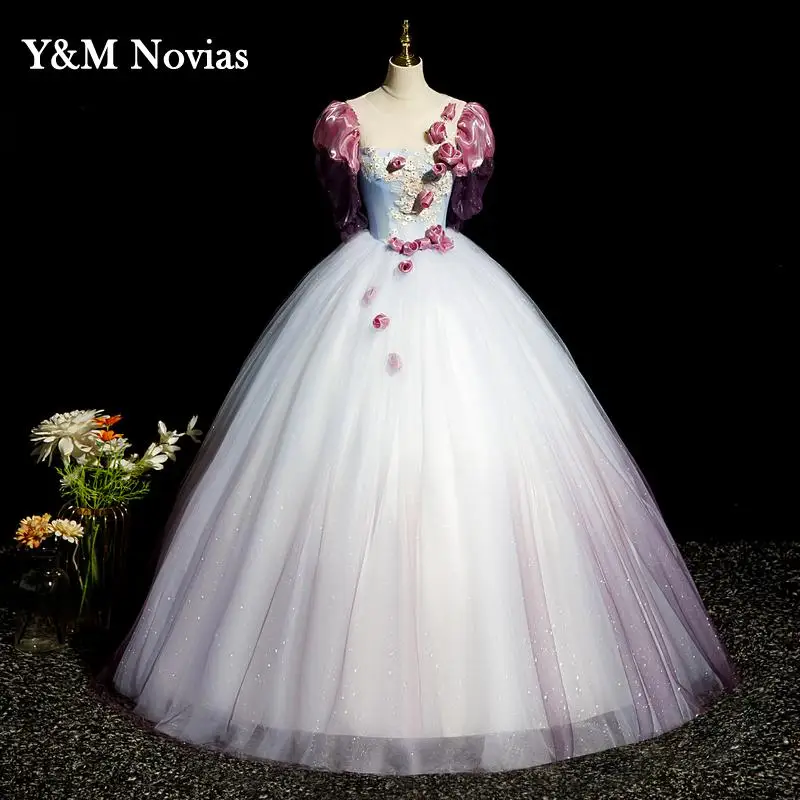 Custom 3D flores Vintage vestido de baile, Shinny Tulle doce Quinceanera vestidos para festa, 15 anos, plus size