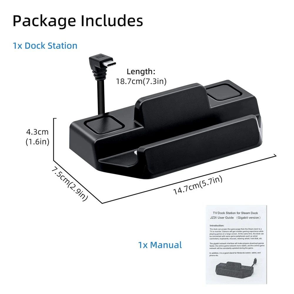 Dock Station de Carregamento Rápido, 6 em 1, 4K, Porta LAN RJ45, Tipo-C, Steam Deck, Nintendo Switch, OLED, ROG, ALLY, Consola de Jogos, Preto