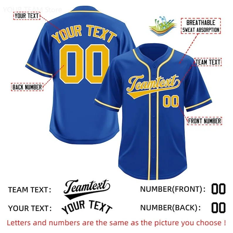 Classic Style Custom Baseball Jersey with Team Name, Number Fully Customizable Athletic Apparel for Team Players Supporters