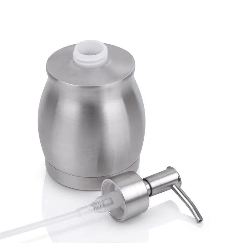 Dispensador de sabão de bancada de aço inoxidável, garrafa e bomba adequada para cozinha e banheiro 390ml