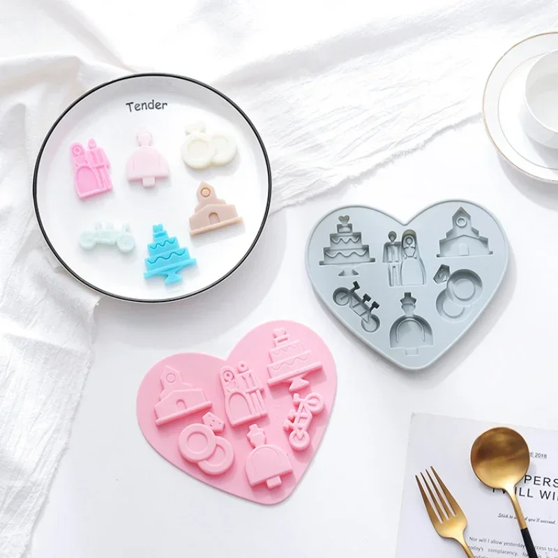 

Valentine's Day Heart Shaped Chocolate Mould Soap Silicone Ice Tray Wedding Cake Mould 6 Cavity DIY Baking Pastry Tool