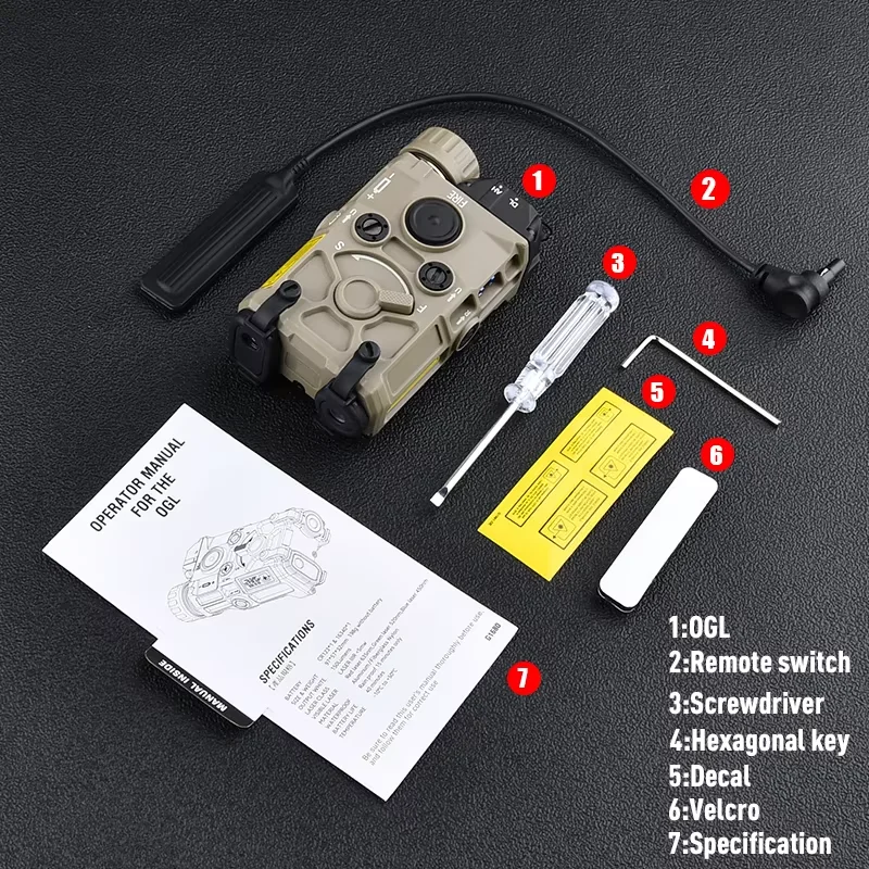 WADSN Tactical Nylon OGL Full Function Strobe Red Laser IR Aiming M600C M300A Flashlight AXON Switch Fit Mlok Keymod Rail Set