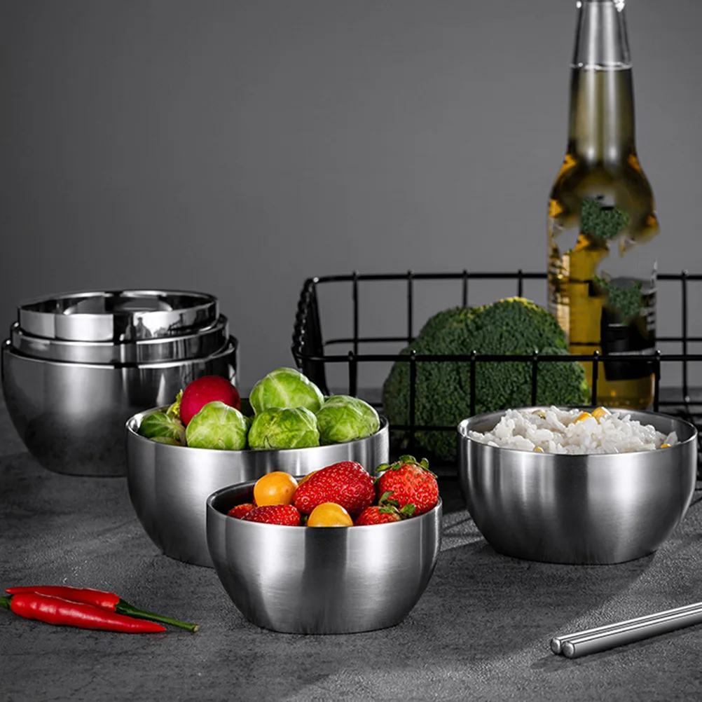 

1pc Stainless Layers Soup Double Layers Salad Container Soup Bowl Leakproof Stainless Steel Bowl Anti Scald