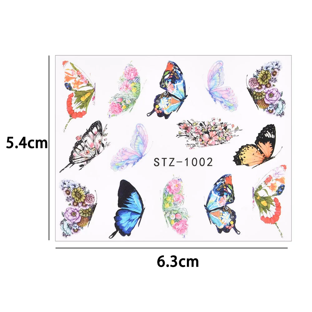 Pegatinas de mariposas para manicura y Arte para uñas, color rosa y morado, calcomanías 3D de primavera, tema de verano, flores, decoración deslizante para uñas, 1 ud.