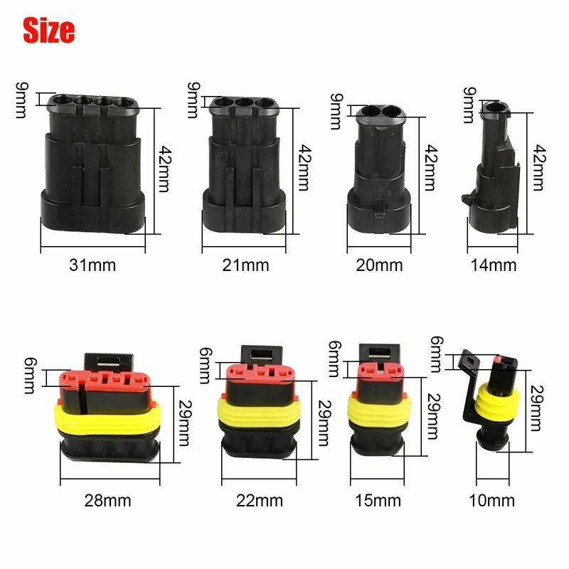 Carro Auto fio elétrico Conector Plug Set, Terminais Crimp à prova d'água, 1 Pin, 2 Pin, 3 Pin, 4 Pin, 408Pcs
