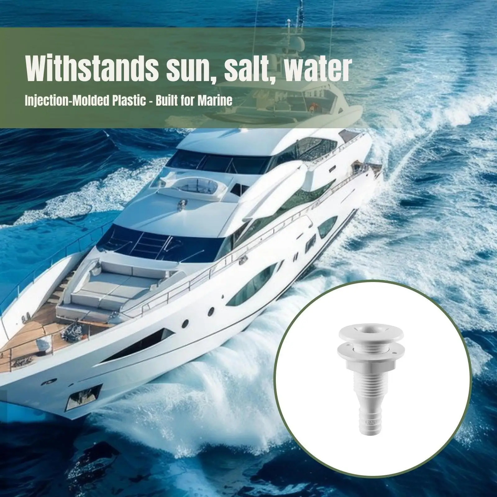

Boat Plumbing Thru Hull Fitting Plastic Drain Tube Connector for Water Overflow Livewell Applications