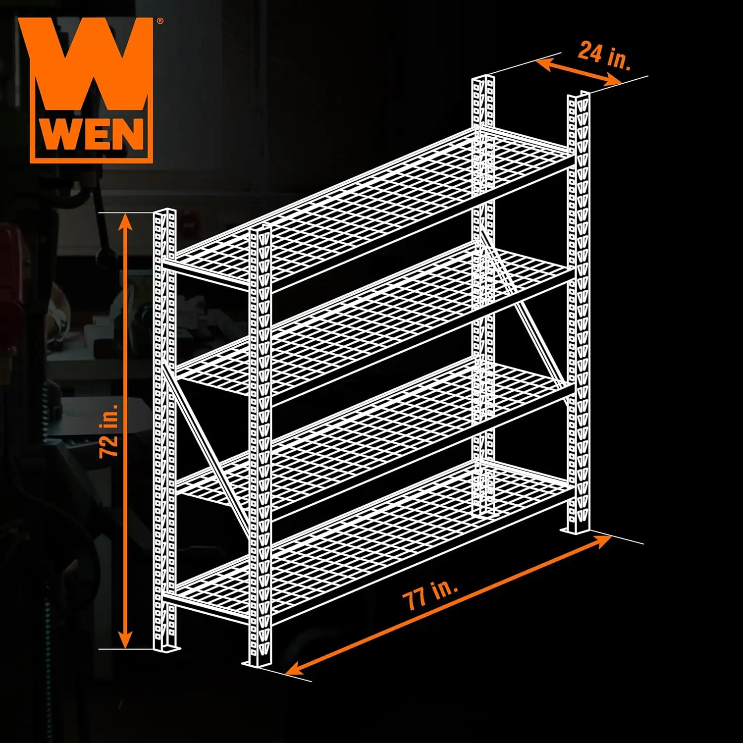 Four-Tier Industrial Steel Storage Rack With Adjustable Shelving And 8000-Pound Capacity (Rk7724-4)