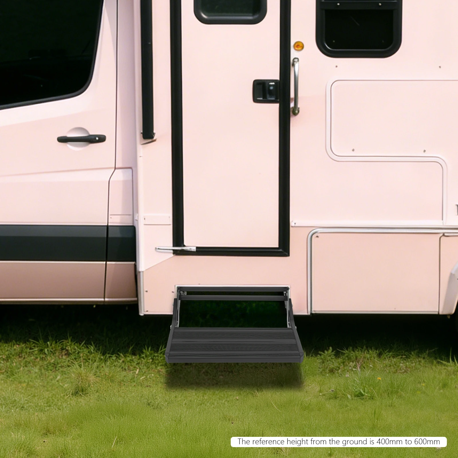 Marchepied pliable manuel pour caravane, capacité de charge 200 kg, marchepied simple niveau pour caravane, noir