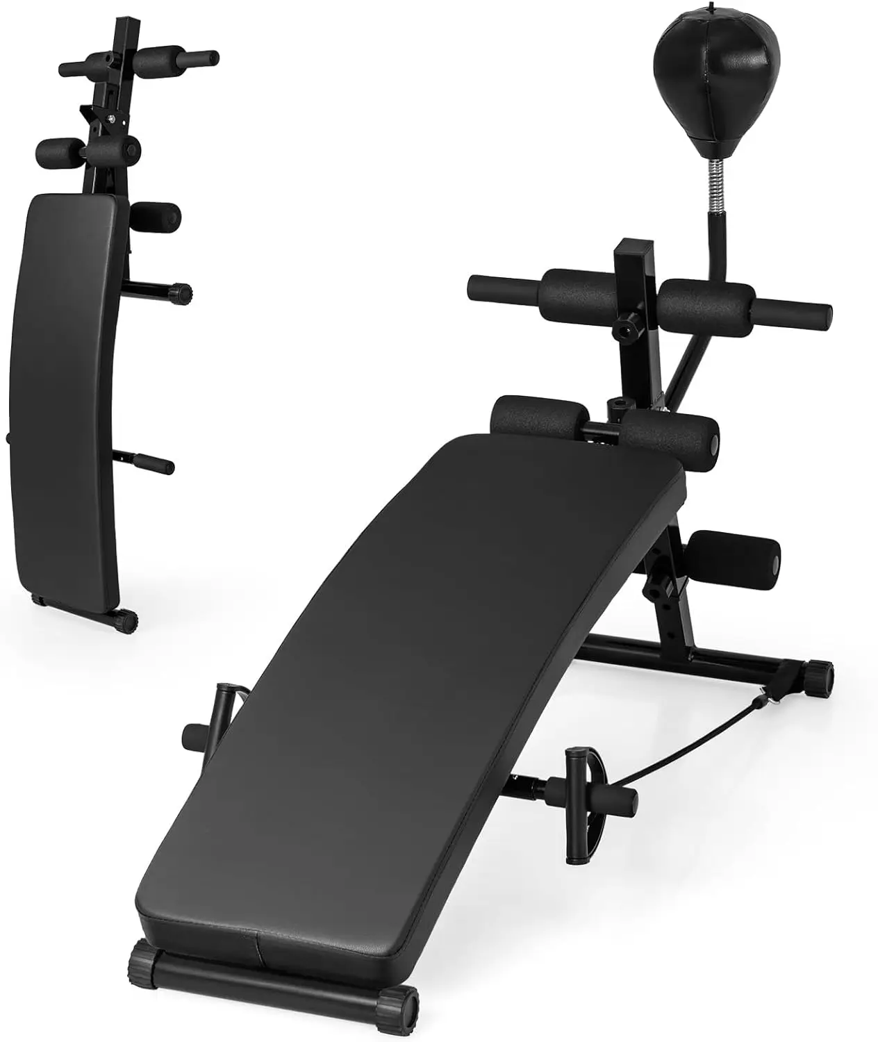 

3 in 1 Decline Ab Bench with Speed Ball Resistance Bands 5-Level Adjustable 300 lbs Weight Capacity