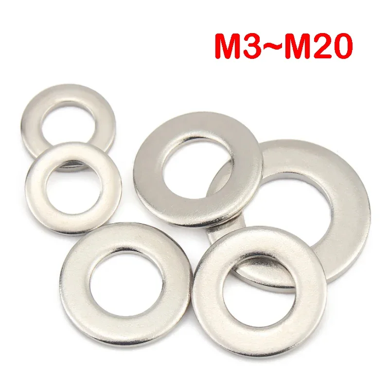 1~100Pcs Carbon Steel Flat Washer M3 M4 M5 M6 M8 M10 M12 M14 M16 M20 Metal Gasket Meson Sealing Plain Washers Spacer Shim
