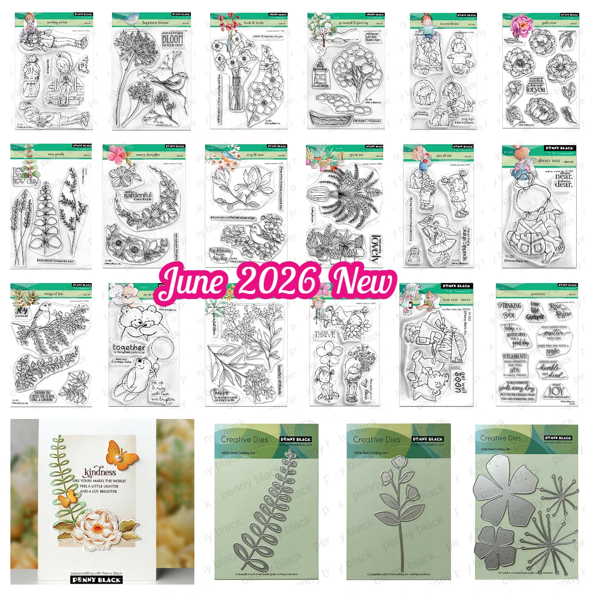 

Penny Black Wings of Joy Sing and Soar Happiness Blooms Metal Cutting Dies for DIY Handmade Scrapbooking Calendar June 2026 New