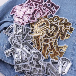 Parche bordado alfabeto A-Z con lentejuelas - para planchar en ropa
