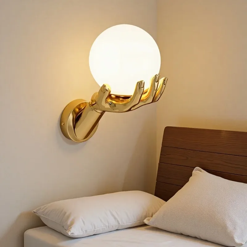 Golden Arm Wall Lamp Modern Art Creative Pendant Light for Living Room Bedroom Bedside High-quality Finger Personalized Lampara