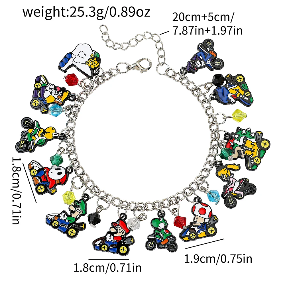 Cartoon Cute Mario Kart Bracelet Game Perimeter Mario Kart Bangle For Friends Birthday Party Jewelry Gifts