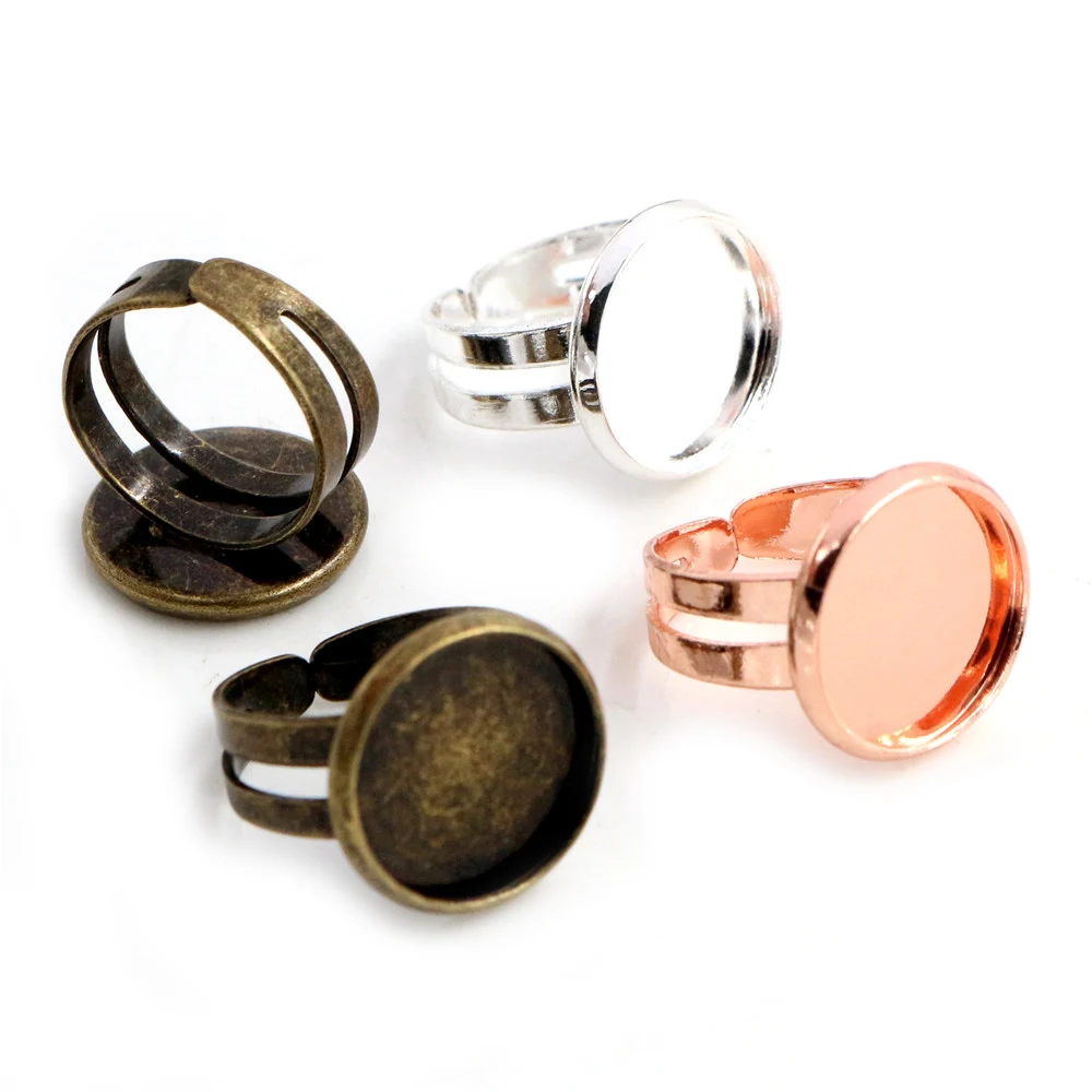 Dziecko pierścień 12mm 10 sztuk srebrny kolor/różowe złoto kolor mosiądz dzieci regulowany pierścień ustawienia Blank/Base,Fit 12mm szklane Cabochons