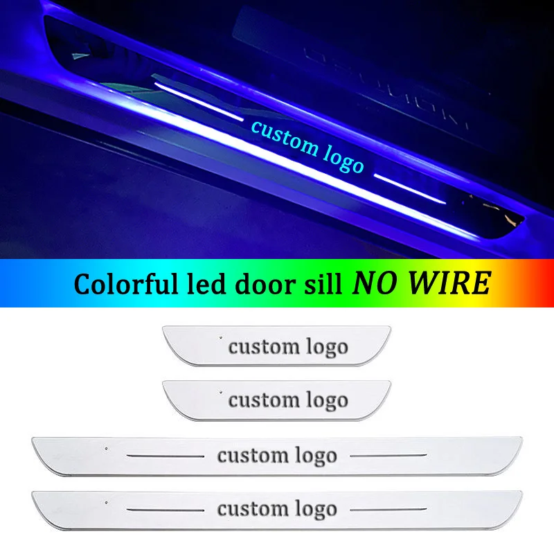 Customized Magnetic Car Door Sill Pedal Illuminated Lights Logo Infrared Sensor USB Charging Auto Scuff LED Threshold Plate Lamp