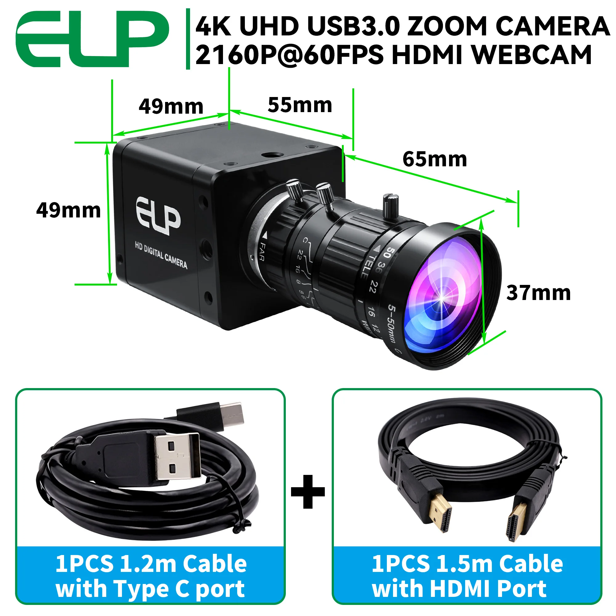 ELP IMX678 4K 60FPS H.264 HDMI USB 3.0 Webcam Low Light & HDR
