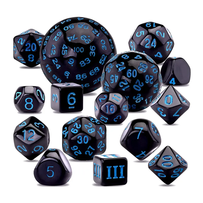 

Mini Planet 15 Pieces Complete Polyhedral Dice Set D3-D100 DND Role Playing Table Games Acrylic 100 Sides Dice Set D&D Games