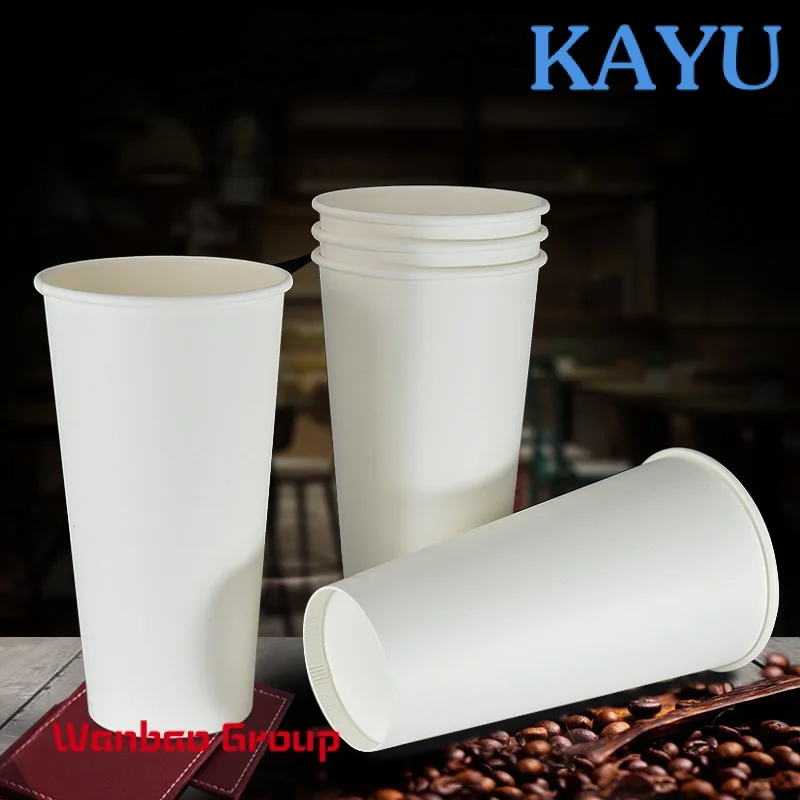 Custom  20oz 600ML disposable white paper cup large coffee milk tea hot drink takeaway cups takeaway packing cup