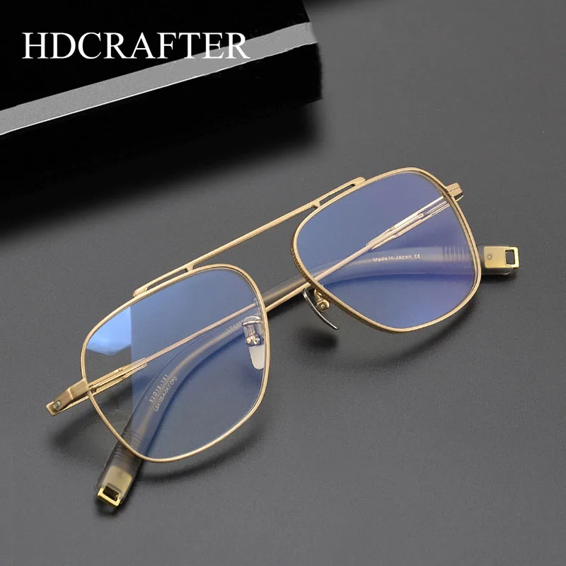 

HDCRAFTER Design Pilot Titanium Square Glasses Frame Men Optical Eveglasses Men Myopia Reading Prescription Eyewear Spectacles