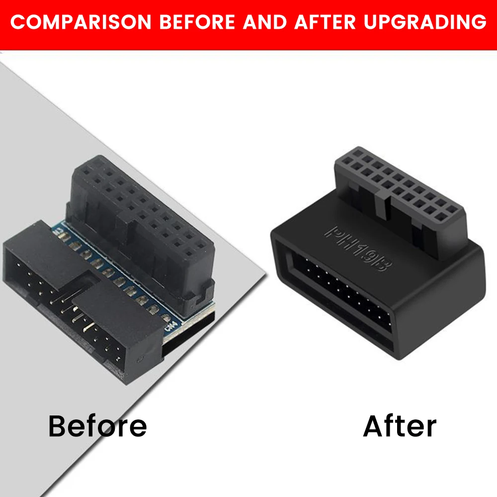 Conector del SIM de la placa base del ordenador USB 3.0 19pin / 202pin 90 grados accesorio de escritorio del convertidor de escritorio