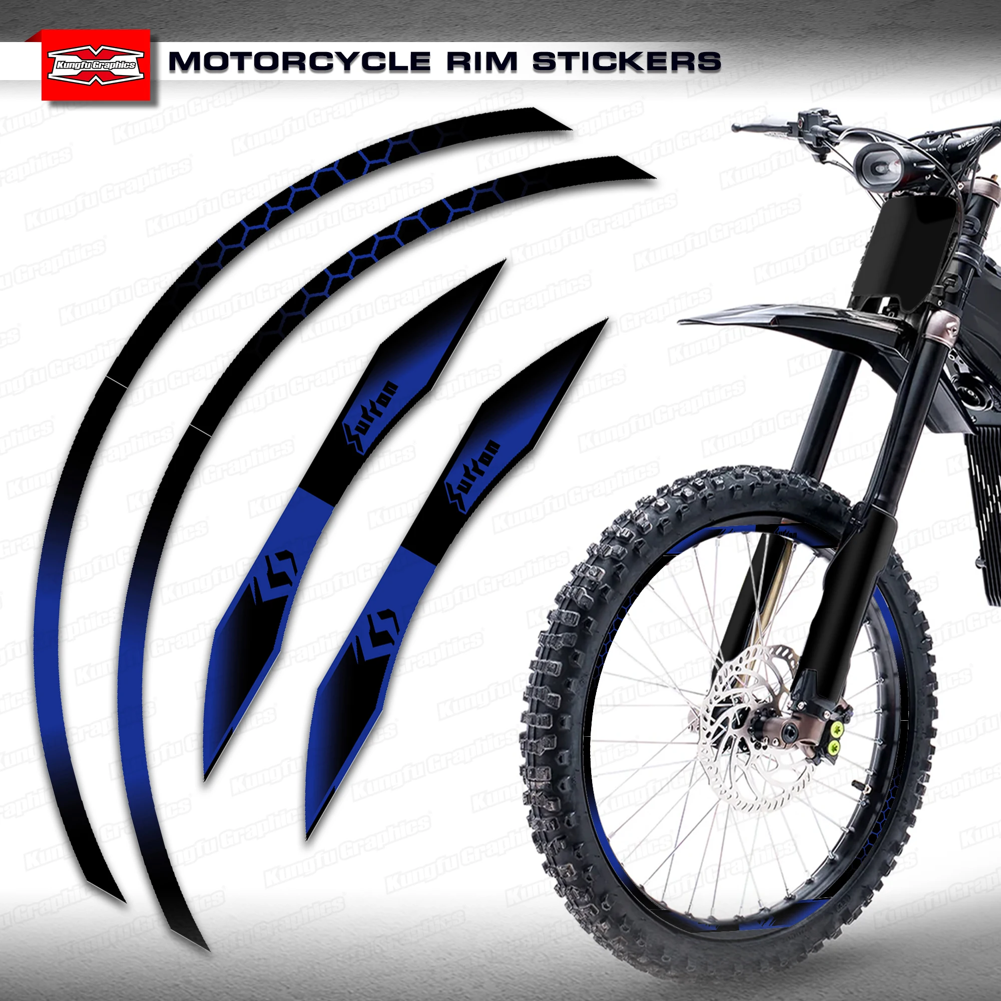 

KUNGFU GRAPHICS Motorcycle Rim Sticker Tire Decals for Ultra Bee Light Bee Blue Black