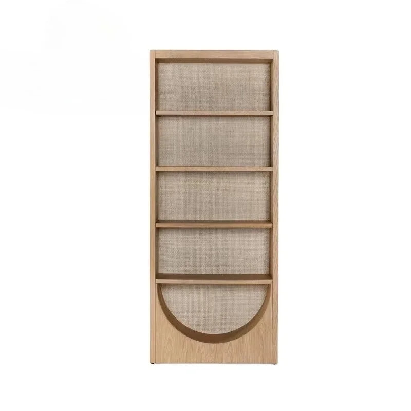 Modern library with antique natural wood multi-layer bookshelves