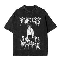 Black Metal Princess H-Himes Washed T Shirts Streetwear Hip Hop Vintage T-Shirt M-Mononoked Tees Men Women Oversize Printed