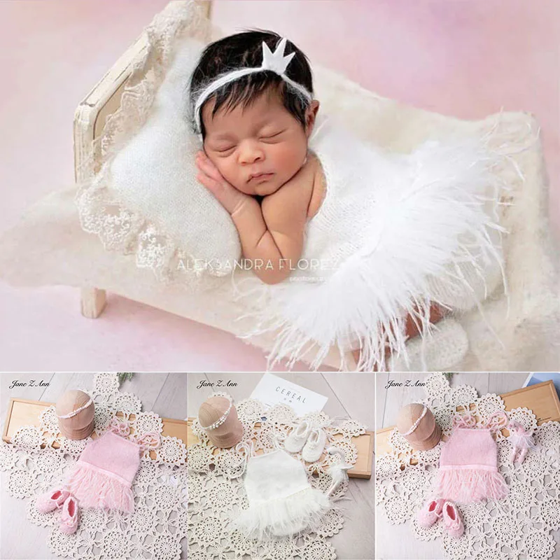 Newborn photography set Mink fur Swan dress doll  baby children photography props studio new product