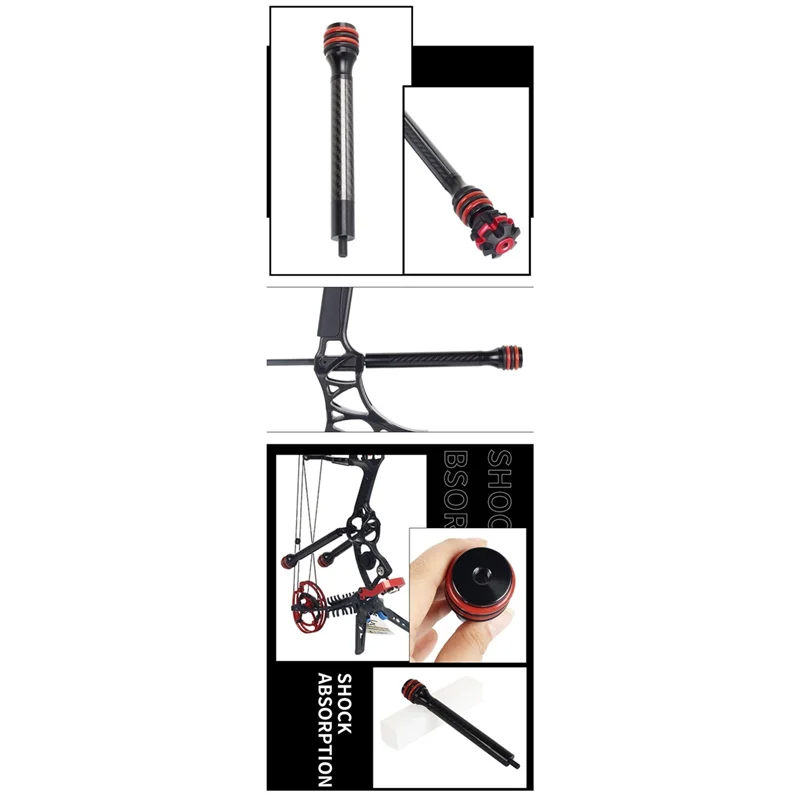 

A69P-1 Piece Hunting Bow Professional Stabilizer Rod Archery Shock Absorber Black With Rubber Damper For Archery Accessories