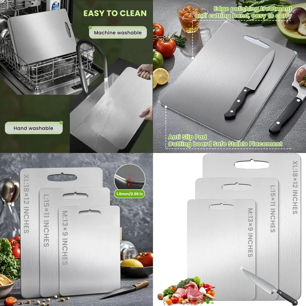 

15x11 Inch Pure Titanium Chopping Board - Non-Slip, Dishwasher Safe, Durable, Easy Clean, Scratch Resistant Kitchen Board